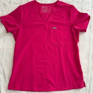 FIGS Women's Shocking Pink Catarina™ - One Pocket Scrub Top M